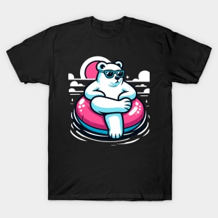 Pool Party White Bear Pink Float Novelty Funny Bear T-Shirt